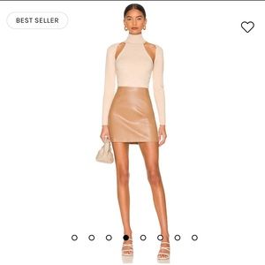 NWT LBLC The Label Abby Faux Leather Mini Skirt in Cognac